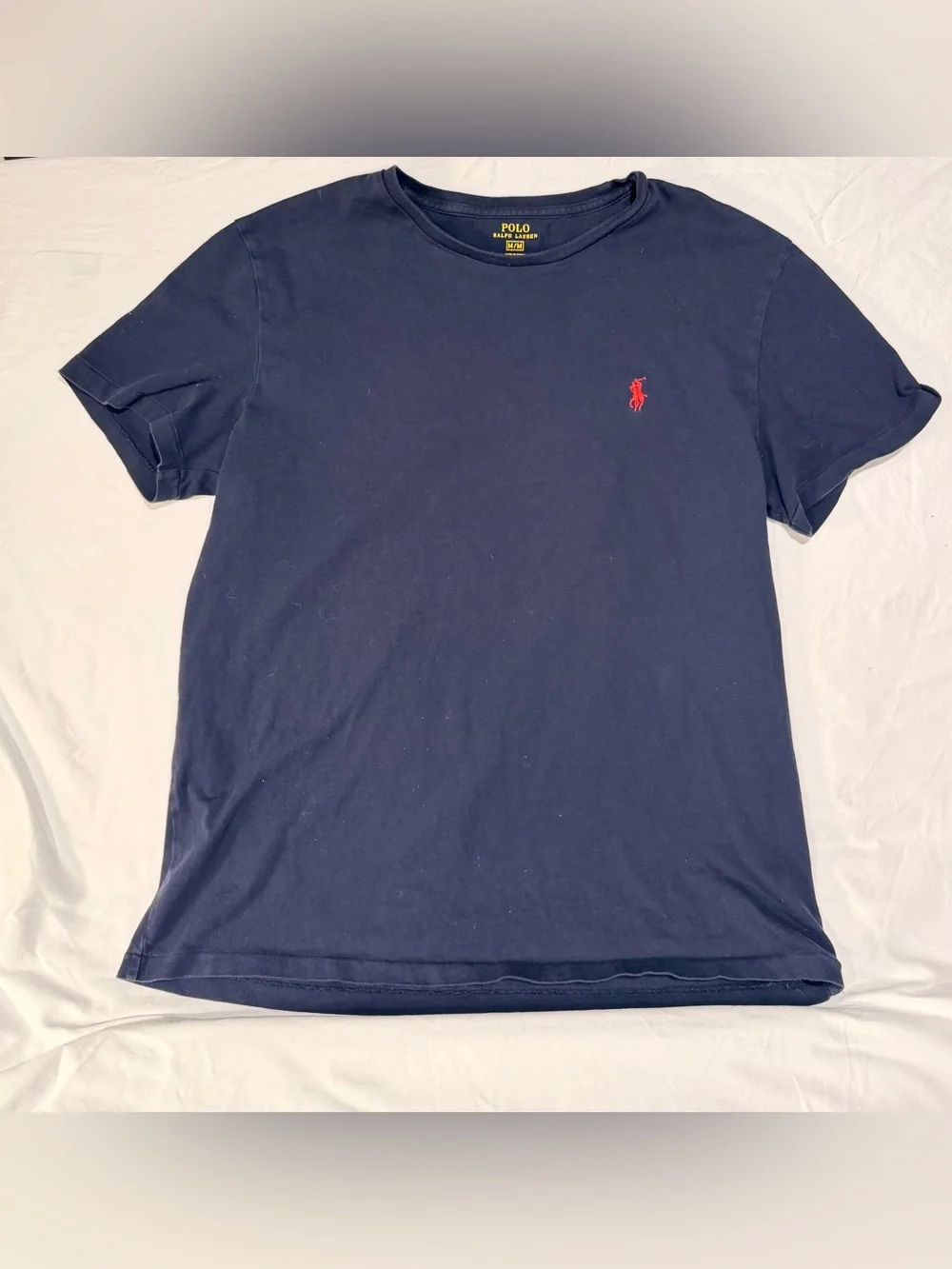 Polo by Ralph Lauren Navy T-Shirt with Yellow Logo Print